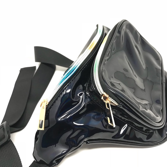 Fanny Pack Polyurethane Mini Bag w Rainbow Shine - Picture 4 of 8